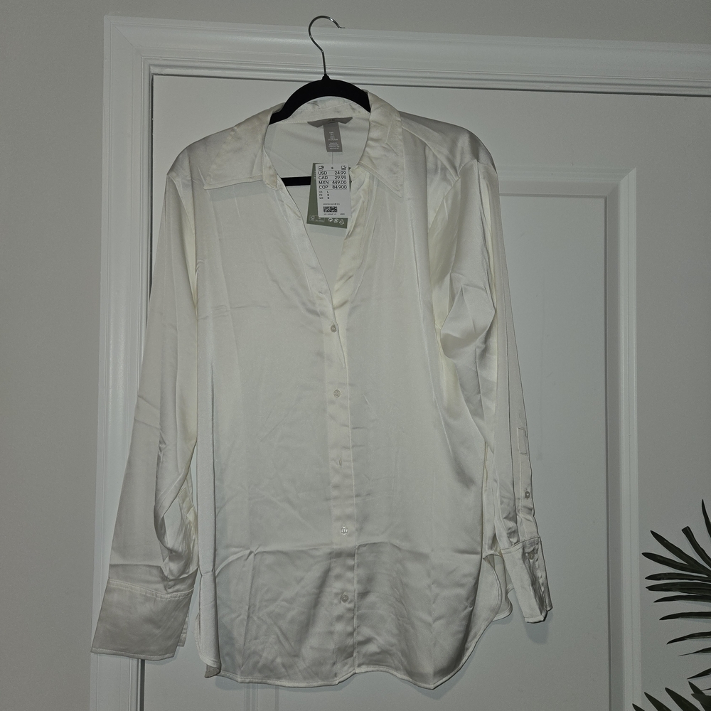 H&M Cream Women's Dress Shirt